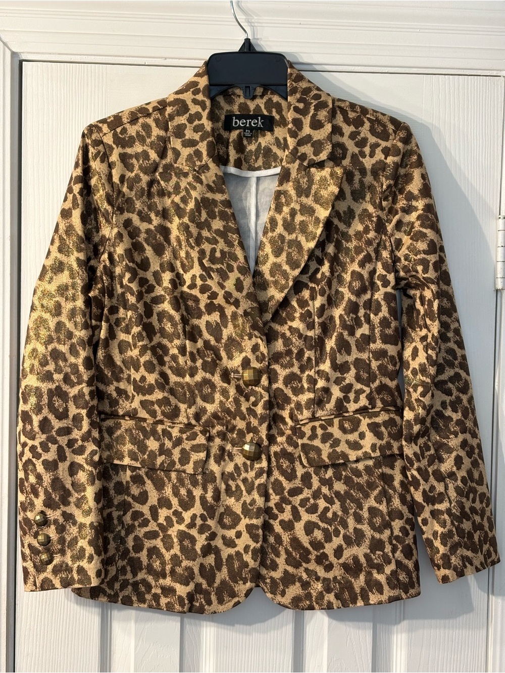 Berek Women's Leopard Print Metallic Blazer - Brown/Gold
